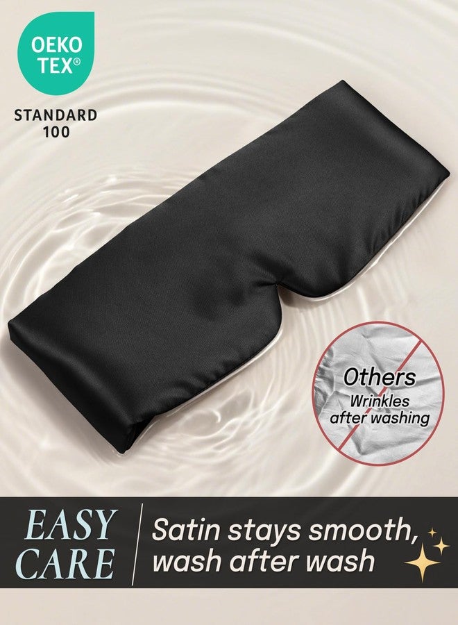 Zenssia Satin Sleep Mask for Women and Men, Lightweight Padded Eye Mask with Adjustable Strap, Comfort Blackout for Travel and Nap - Black - Image 3